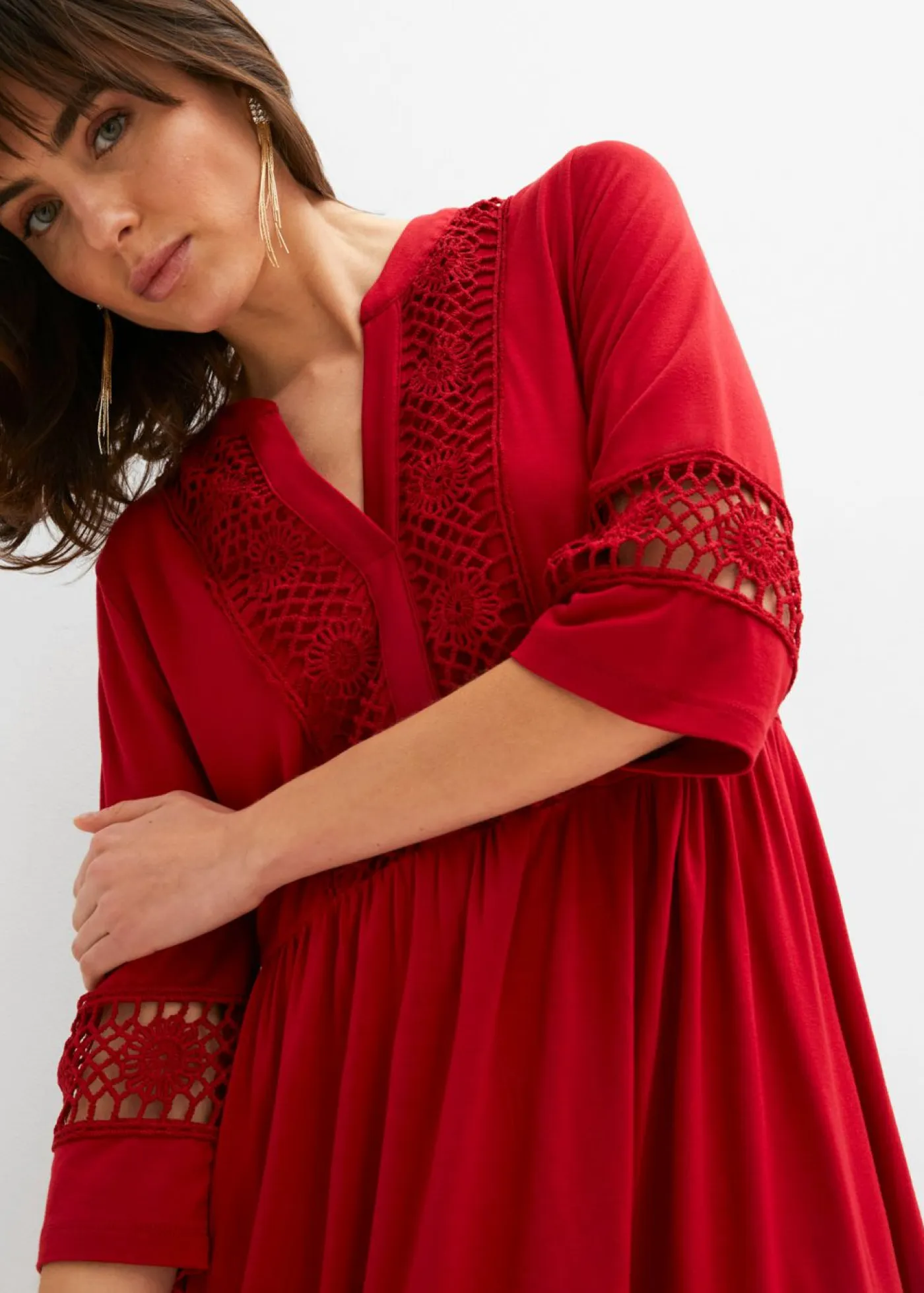 Online Vestido tipo túnica de viscosa suave Mujer Vestidos|Novedades