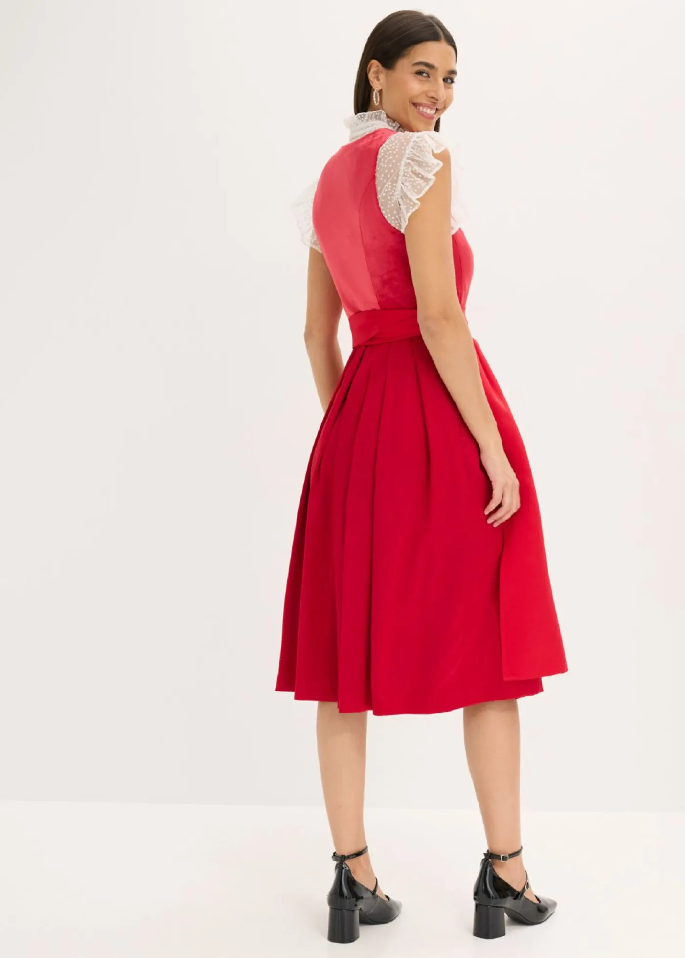 Hot Vestido tirolés con terciopelo y largo midi (2 piezas) Mujer Vestidos