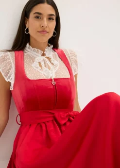 Hot Vestido tirolés con terciopelo y largo midi (2 piezas) Mujer Vestidos