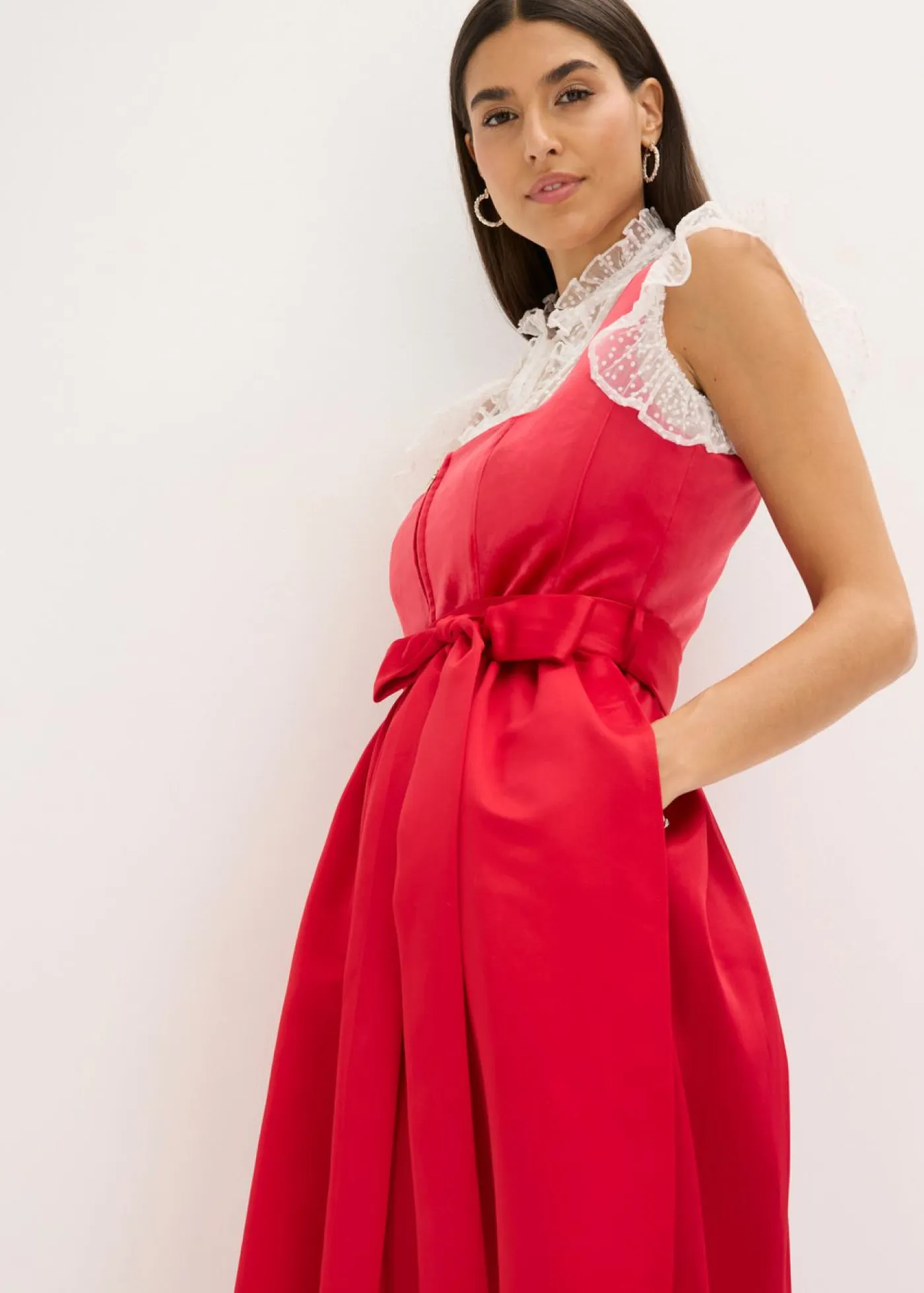 Hot Vestido tirolés con terciopelo y largo midi (2 piezas) Mujer Vestidos