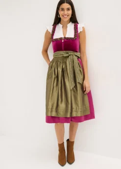 Vestido tirolés con terciopelo y largo midi (2 piezas) Mujer Vestidos