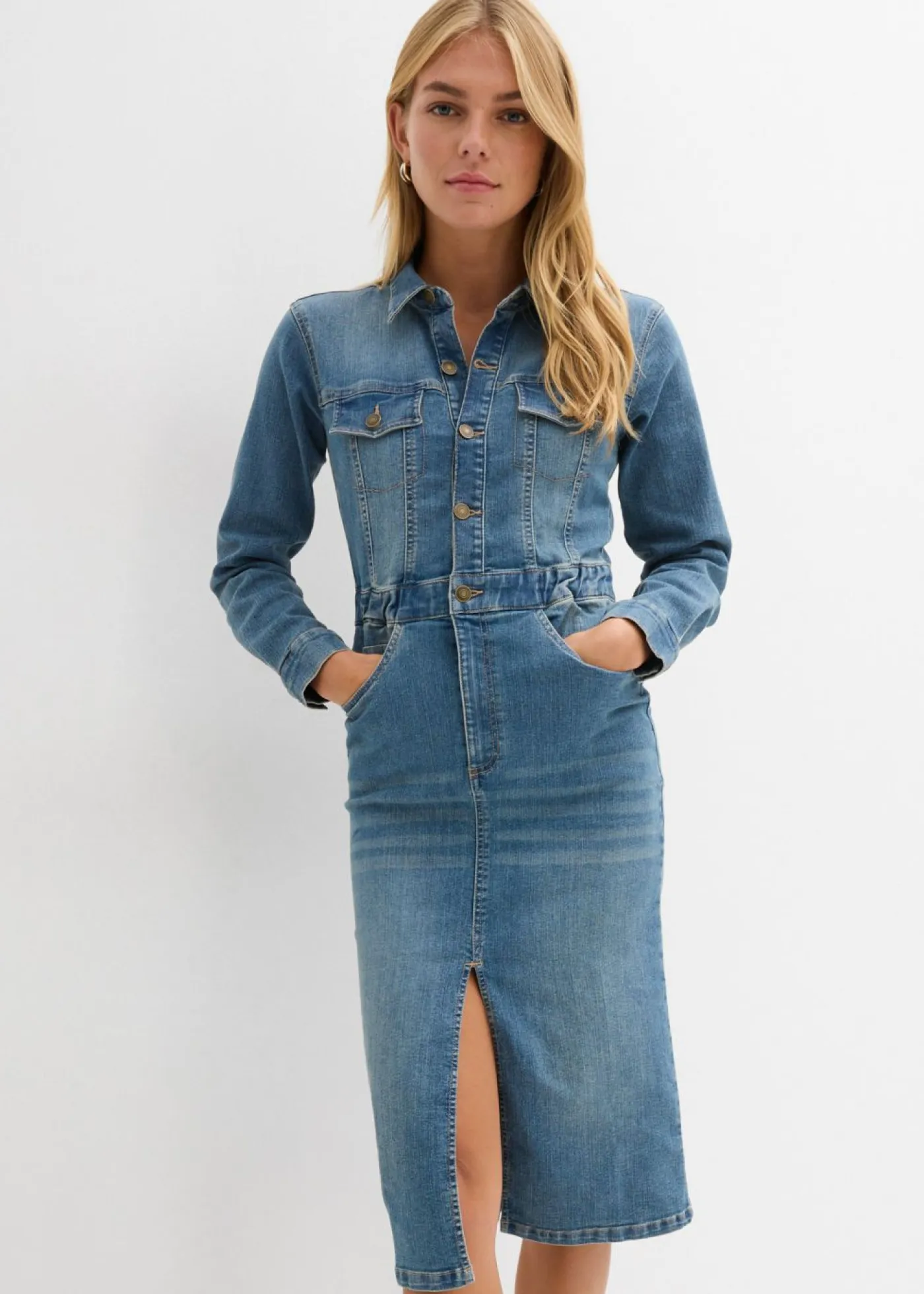 Discount Vestido vaquero con algodón orgánico Mujer Tallas Pequeñas|Vestidos