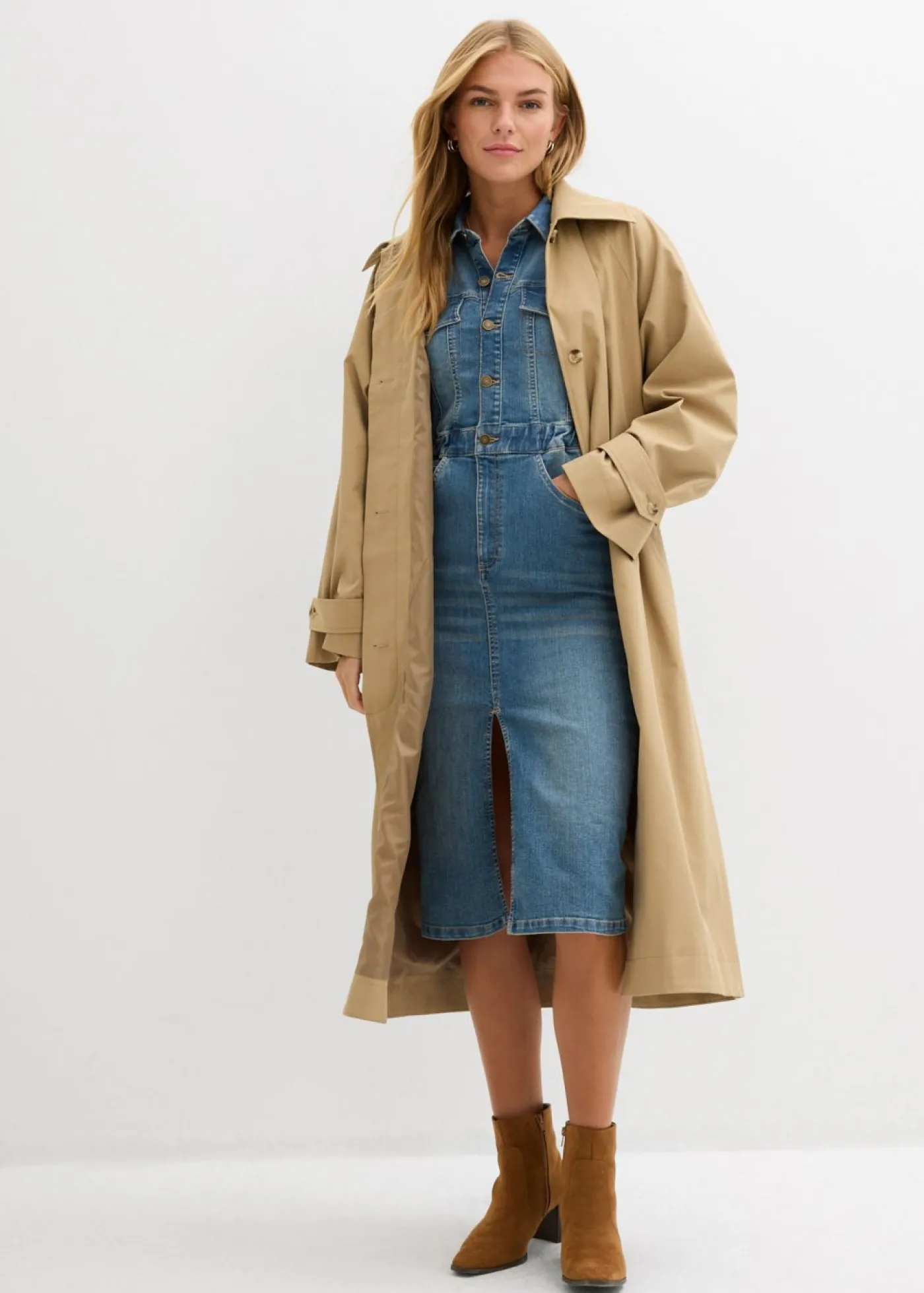 Discount Vestido vaquero con algodón orgánico Mujer Tallas Pequeñas|Vestidos