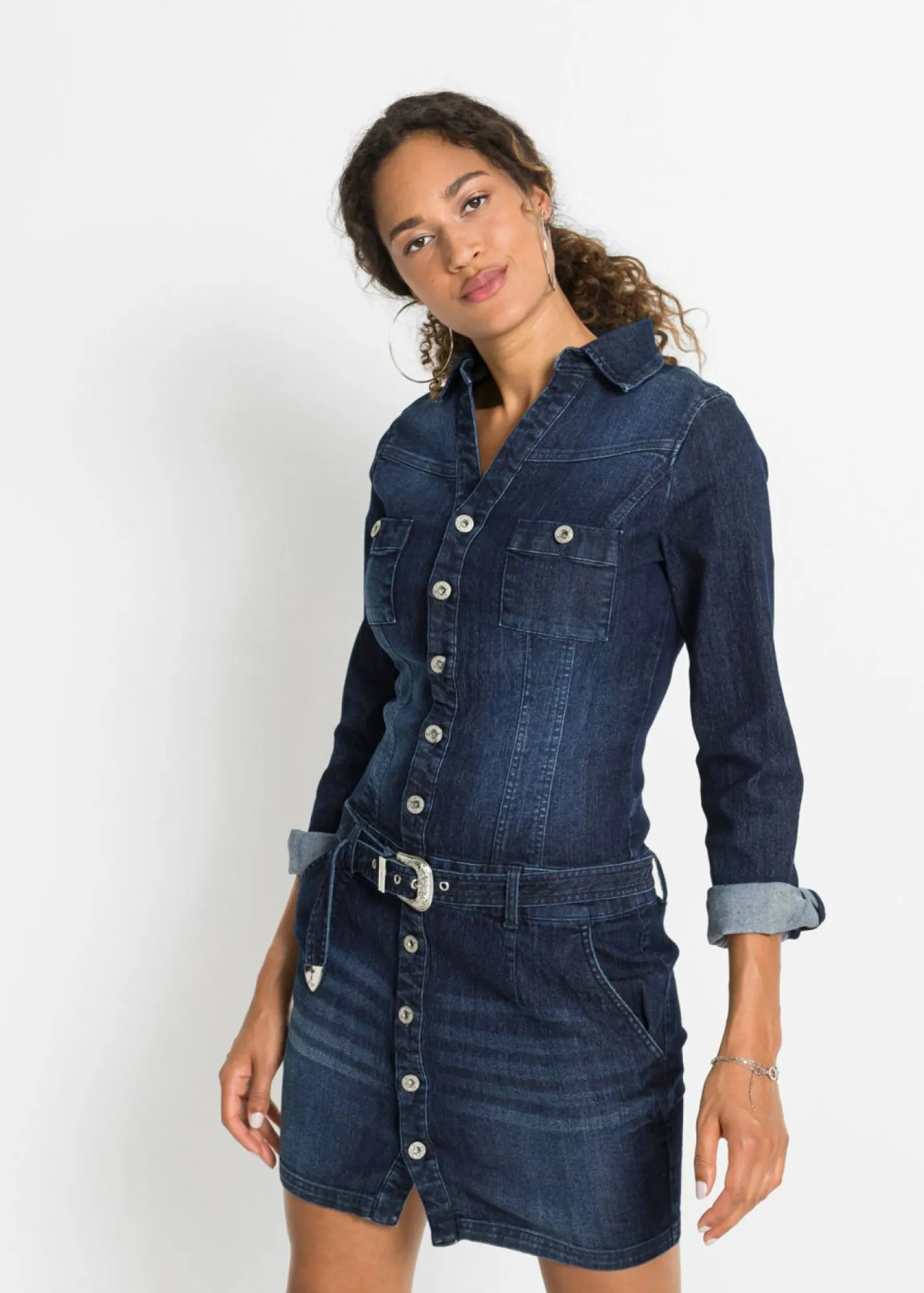 Sale Vestido vaquero con cinturón Mujer Vestidos