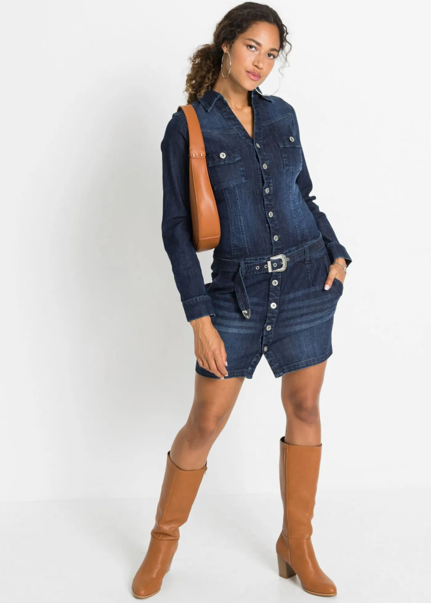 Sale Vestido vaquero con cinturón Mujer Vestidos
