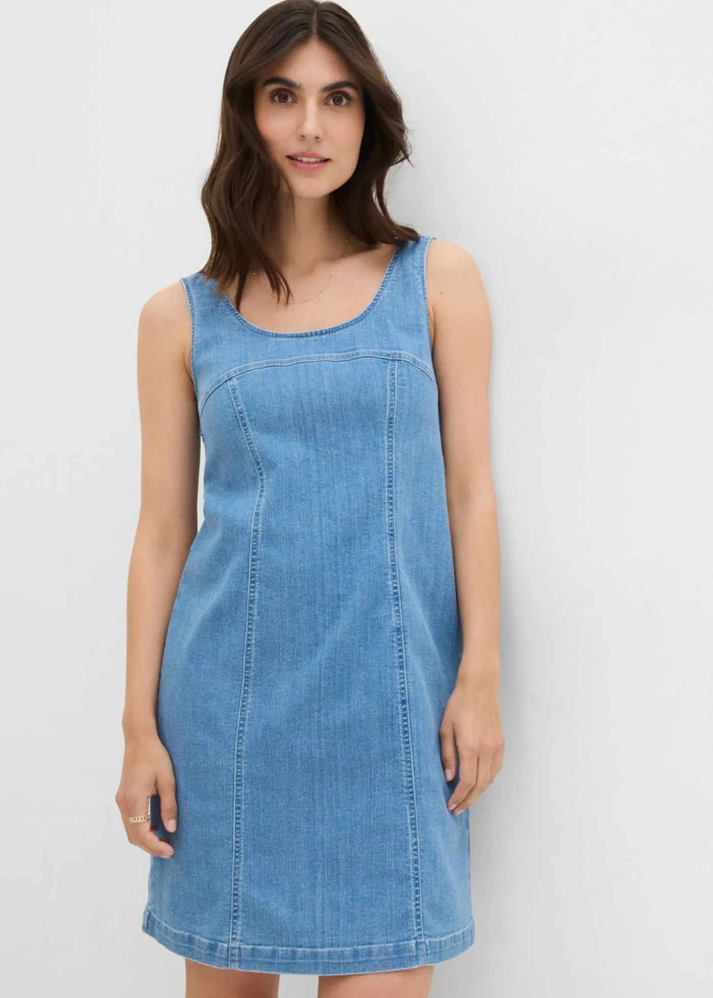 Sale Vestido vaquero de algodón orgánico con elástico Mujer Vestidos
