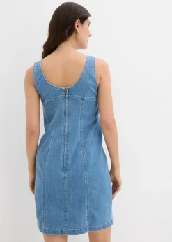 Sale Vestido vaquero de algodón orgánico con elástico Mujer Vestidos