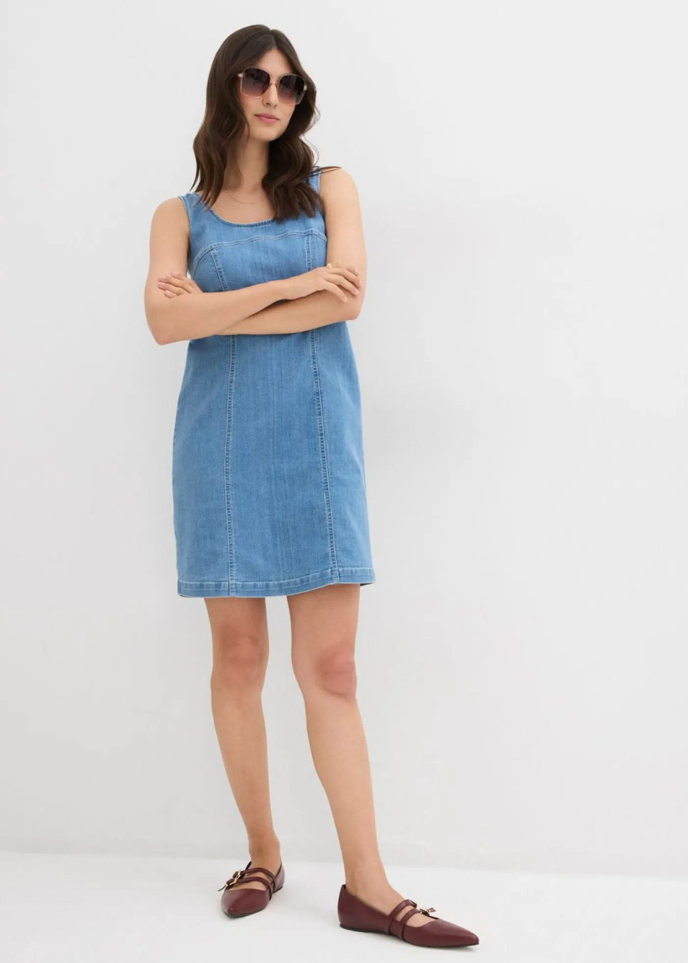Sale Vestido vaquero de algodón orgánico con elástico Mujer Vestidos