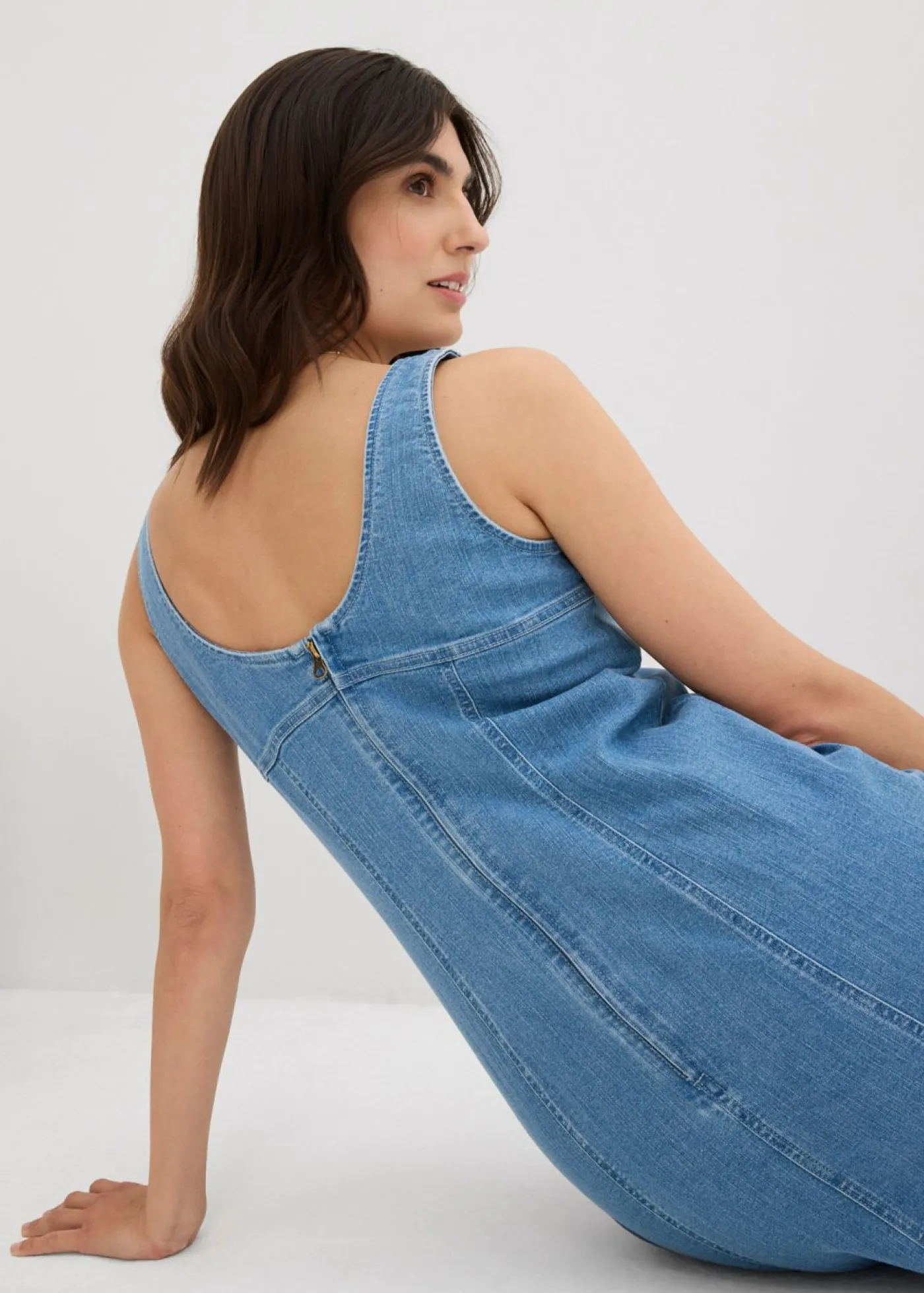 Sale Vestido vaquero de algodón orgánico con elástico Mujer Vestidos