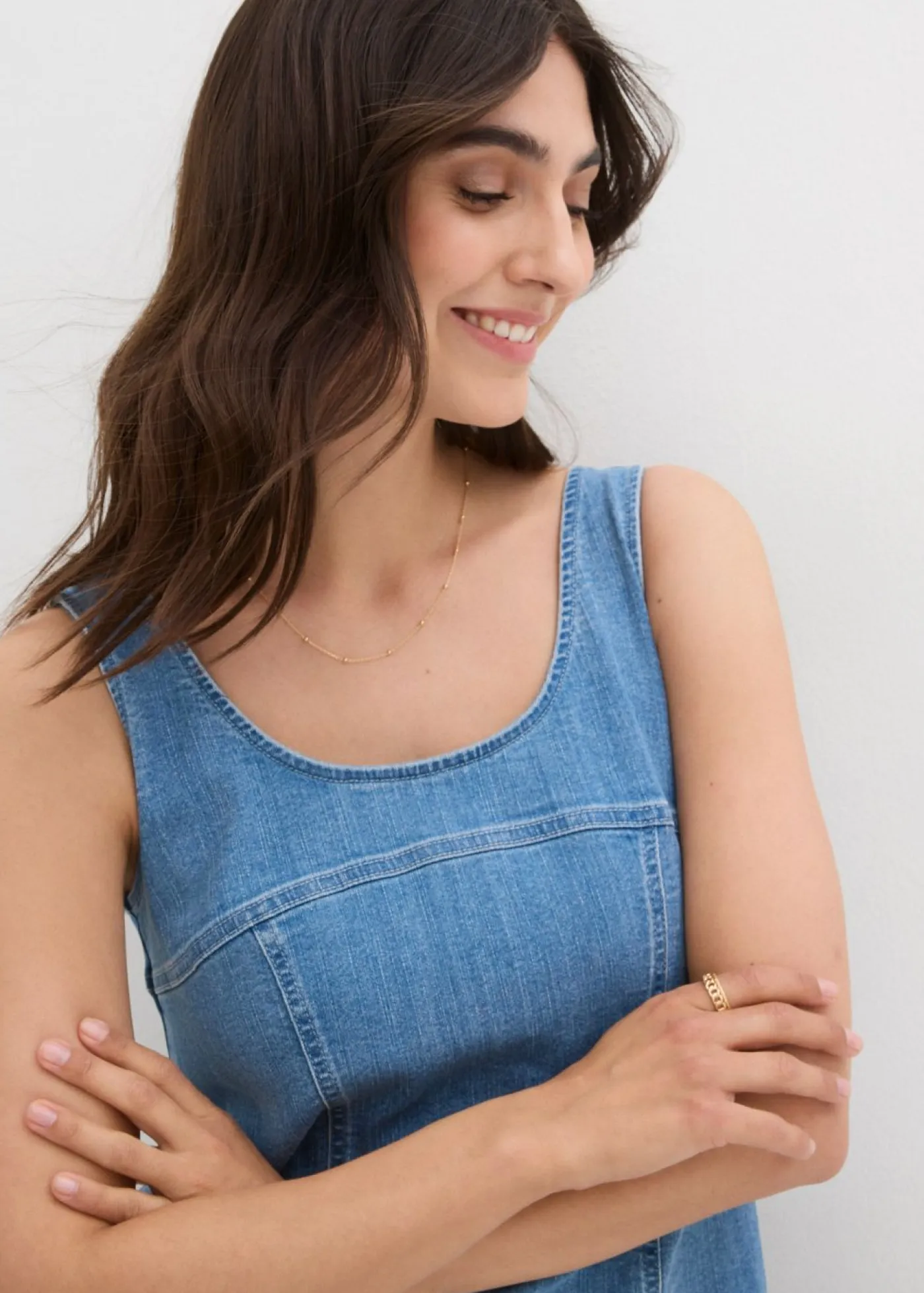 Sale Vestido vaquero de algodón orgánico con elástico Mujer Vestidos